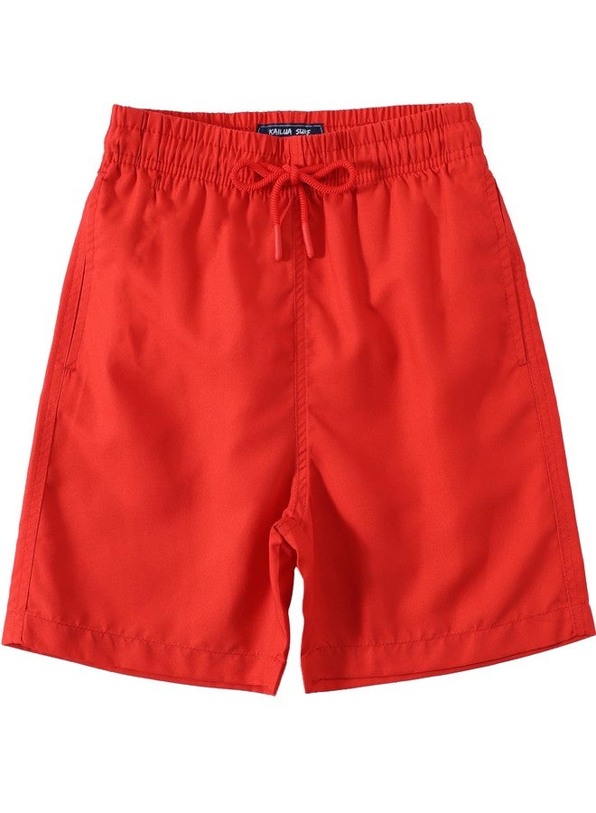 KAILUA SURF شورت سباحة للأولاد من KAILUA SURF، بألوان أمان عالية الوضوح وعلم أمريكي، شورتات سريعة الجفاف للأطفال، مقاسات من 2T إلى 16 (أحمر، 56) - Image 1